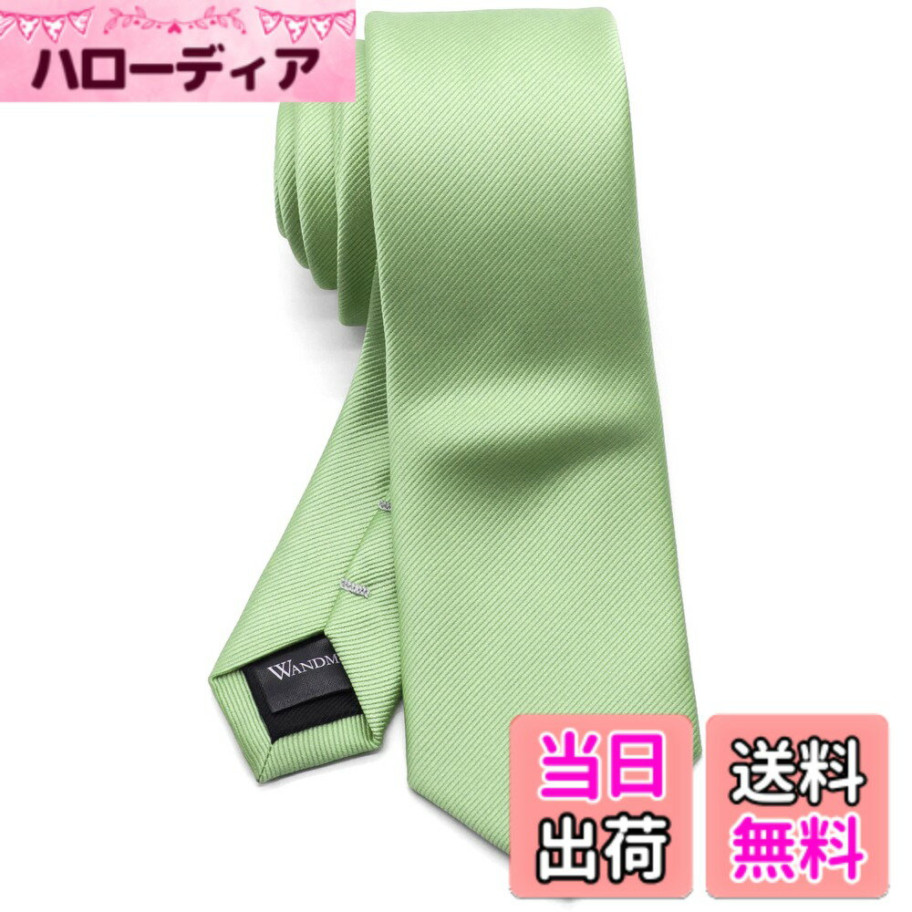 【送料無料】[WANDM] (ウァンダム) ナロータイ 細 ネクタイ 6cm 幅 洗濯 可能 無地 ソリッド 色：グログラン/セージグリーン、サイズ：大剣先幅6cmx全長約146cm (ナロータイ)