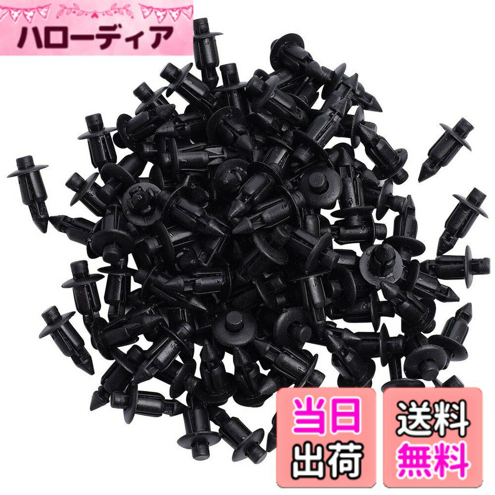 【送料無料】SHANGHh 100個 6mm プッシュリベット クリップ リベット ファスナー 泥フラップ バンパー フェンダー クリップ 色：ブラック、サイズ：11x8mm