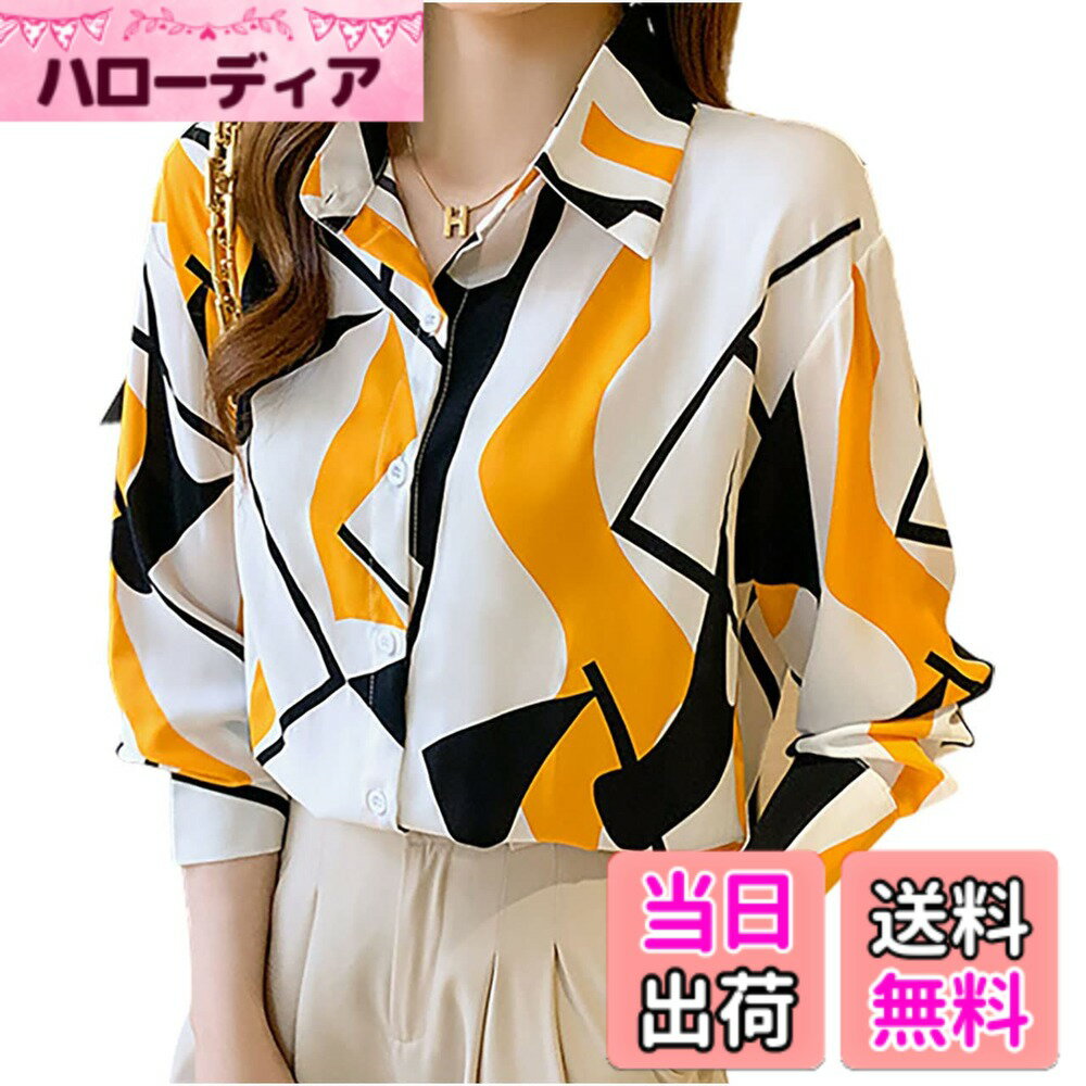 【送料無料】[エムエルーセ] 長袖 ブラウス シャツ トップス エレガント おしゃれ 着痩せ 通勤 フォーマル 春 秋 レディース 色：イエロー、サイズ：L