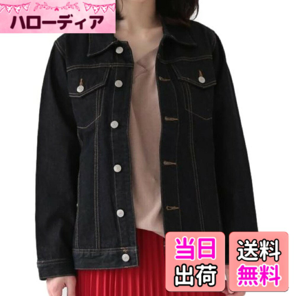 Jacket - 【送料無料】[スリーピングシープ] 大人女子の定番 デニム ジャケット Gジャン レディース ウエスト スリム スタンダート アウター ジージャン 羽織り 大きいサイズ カジュアル シンプル 色：ワンウォッシュネイビー、サイズ：LL