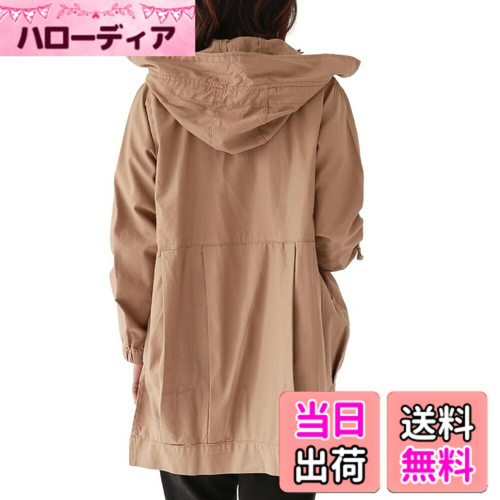 Jacket - 【送料無料】[スリーピングシープ] 季節の変わり目に大活躍 レディース コットン フード ジャケット お尻が隠れる ジャンパー ブルゾン アウター 裾タック トップス カジュアル 色：ベージュ、サイズ：M