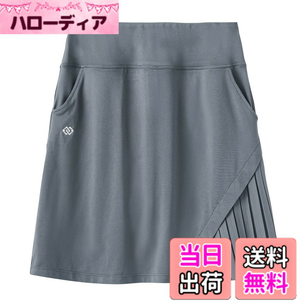 【送料無料】[YIRUIYA] テニスウェア レディース スカート 付きパンツ ゴルフ プリーツ ポケット スコート ミニスカート スポーツウェア フィットネス トレーニング ランニング ヨガ オールシーズン 色：グレー、サイズ：XL Regular