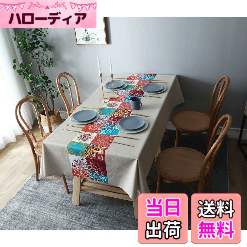 【送料無料】KOUMAKI テーブルクロス ビニール テーブルカバー PVC製 長机用 撥水 おしゃれ 北欧 防水 防油 汚れ防止 耐久 耐熱 ずれにくい お手入れ簡単 長方形 家庭用 色：アジアン、サイズ：140 cm x 200 cm (長方形)