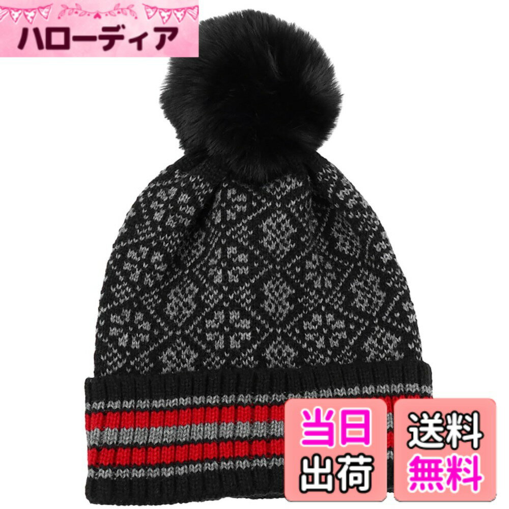 【送料無料】[ホワイトファング] 帽子 キャンプ ニット スキー ボンボン アウトドア 秋 冬 スノボー レディース メンズ CZ347 色：ブラック、サイズ：Free Size