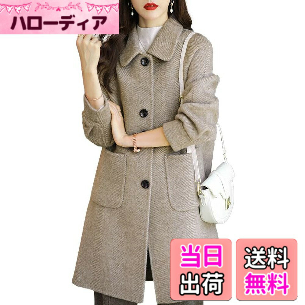 Jacket - 【送料無料】[Hanmall] チェスターコート コート レディース 羽織 レギュラー丈 コート アウター 大きいサイズ 厚手 防寒対策 きれいめ お洒落 上品 大人 無地 色：カーキ、サイズ：2XL