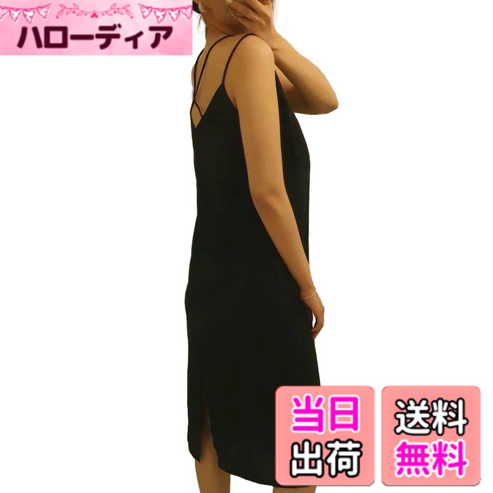 【送料無料】[スリーピングシープ ] 後ろ姿が主役 バッククロス キャミソール ノースリーブ タンクトップ キャミ 春 夏 トップス ルーズ こなれ感 セクシー レディース カップなし インナー無し 韓国ファッション 色：ロングブラック、サイズ：Free Size