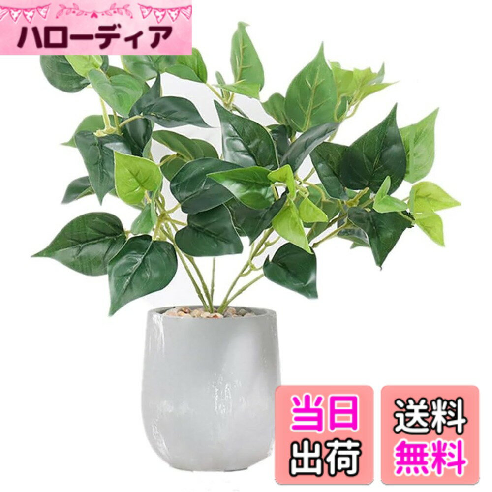 【送料無料】人工観葉植物 モンステラ 幅15cmx奥行15cmx高さ38cm フェイクグリーン 光触媒仕様 陶器鉢付き 簡単世話 水やり不要 色：ポトス、サイズ：F