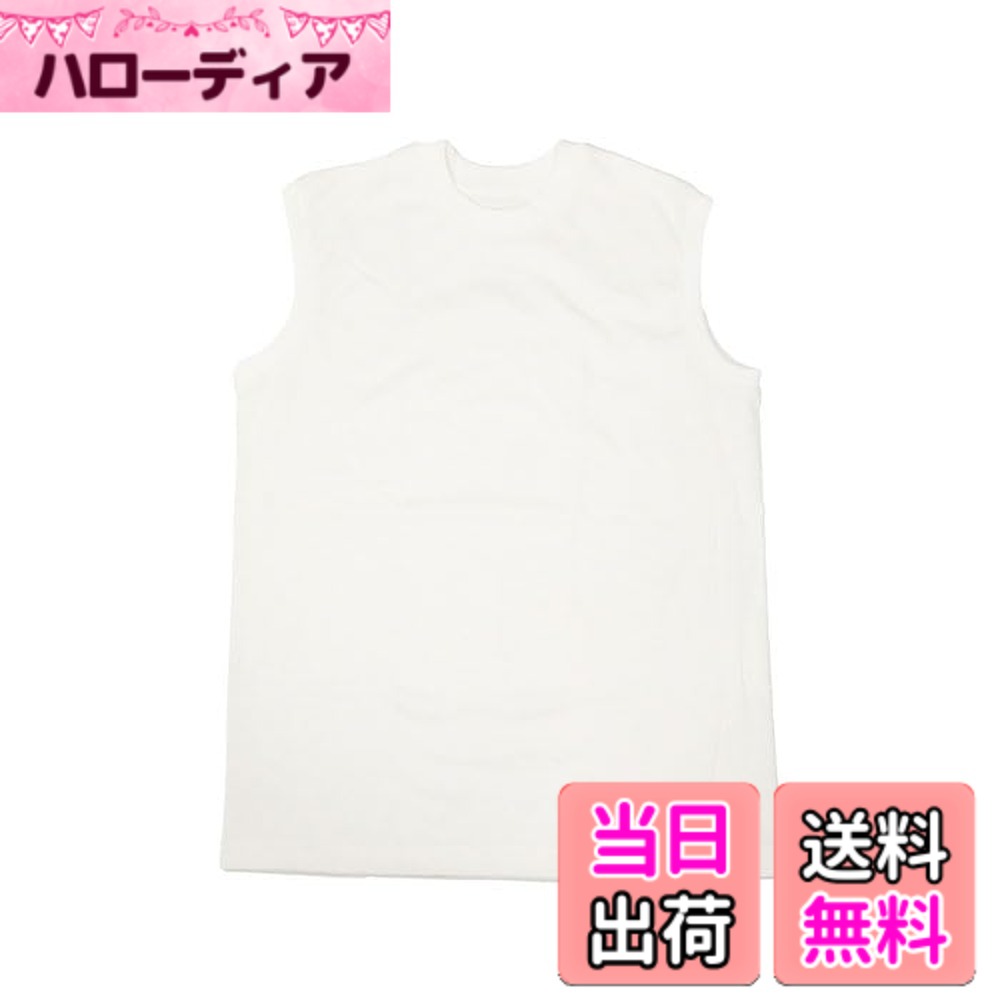 【送料無料】インナーシャツ 丸首 綿100% 丸胴仕様 タグレス仕様 - 1P Hanes T-SHIRTS SHIRO スリーブレス 色：ホワイト、サイズ：L
