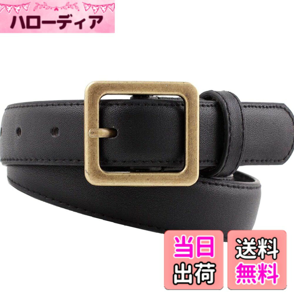 【送料無料】[バズ セレクション] レザー ベルト ピンベルト クラシカル レトロチック シンプル ゴールド レディース LBT133 色：スクエアベルト