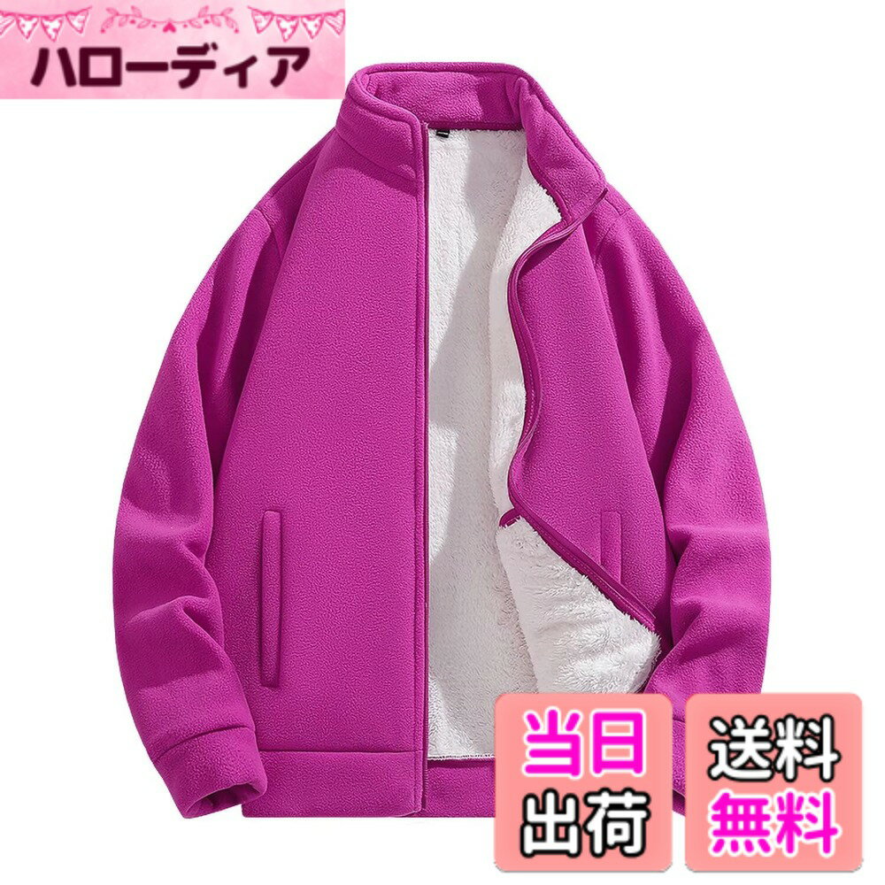 【送料無料】[FLYGAGA] フリースレディースジャケット防寒上着保温 コートジャケット防風オーバー 冬 キャンプ アウトドア 春秋冬 色：ローズレッド-20W、サイズ：3XL