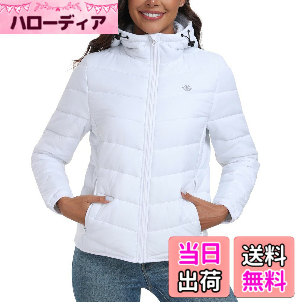 【送料無料】[YIRUIYA] ダウンジャケット レディース 軽量 大きいサイズ 防寒 防風 撥水 ダウン コート ウルトラライト暖かい 秋 冬 日常 通勤 登山 アウトドア 色：ホワイト-1、サイズ：L