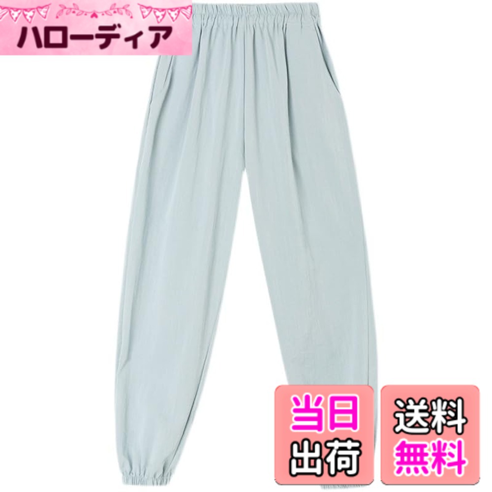 【送料無料】[JINJUDUO] レディースファッション ガウチョ ゆったり カジュアルパンツ ランタンパンツ ナインミニッツ パンツ ボトムス ハイウエスト ストレッチ ポケット 夏 色：ブルー、サイズ：XL