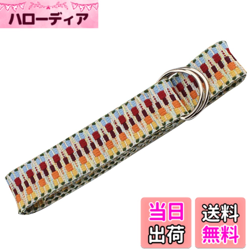 【送料無料】[バズ セレクション] ベルト 簡単 穴なし カラフル ダブルリング ベルト カジュアル ボヘミアン レディース LBT530 色：レインボー