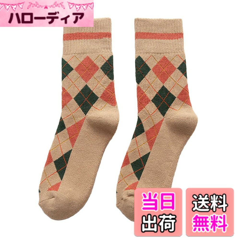 【送料無料】[ホワイトファング] 靴下 コットン ダイヤ柄 フリーサイズ おしゃれ カジュアル メンズ レディース SC141 色：カーキ、サイズ：Free Size