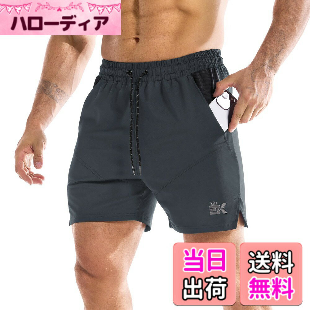 Other - 【送料無料】風孔 ハーフパンツ メンズ スポーツ 通気性 吸汗速乾 ストレッチ トレーニング ショートパンツ トレーニングウェア ジム 筋トレ フィットネス 短パン メンズ ジムウェア 色：ダークグレー、サイズ：S