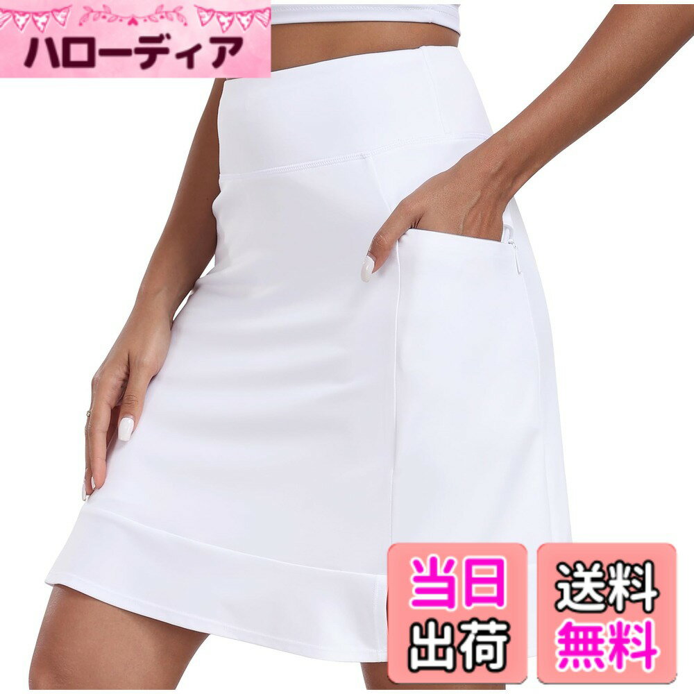 【送料無料】[YIRUIYA] ゴルフ スカート 大きいサイズ レディース テニス プリーツ スコート ゴルフウェア インナーパンツ ポケット付き 吸汗速乾 フィットネス トレーニング ランニング ヨガウェア 色：ホワイト-8、サイズ：M Regular