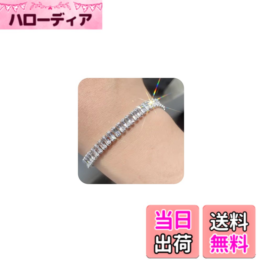 【送料無料】[Tasiso]ブレスレット レディース 細い 繊細 ジルコニア テニスブレスレット 腕輪 シルバ..