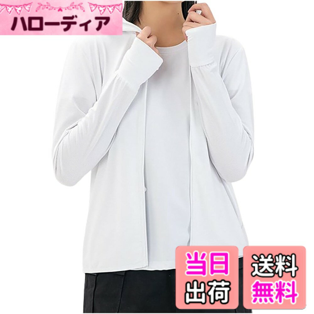 【送料無料】[エムエルーセ] 薄手 パーカー 長袖 uvカット ラッシュガード ゴルフウェア 紫外線ケア 接触冷感 春 夏 秋 レディース 色：ホワイト、サイズ：XL