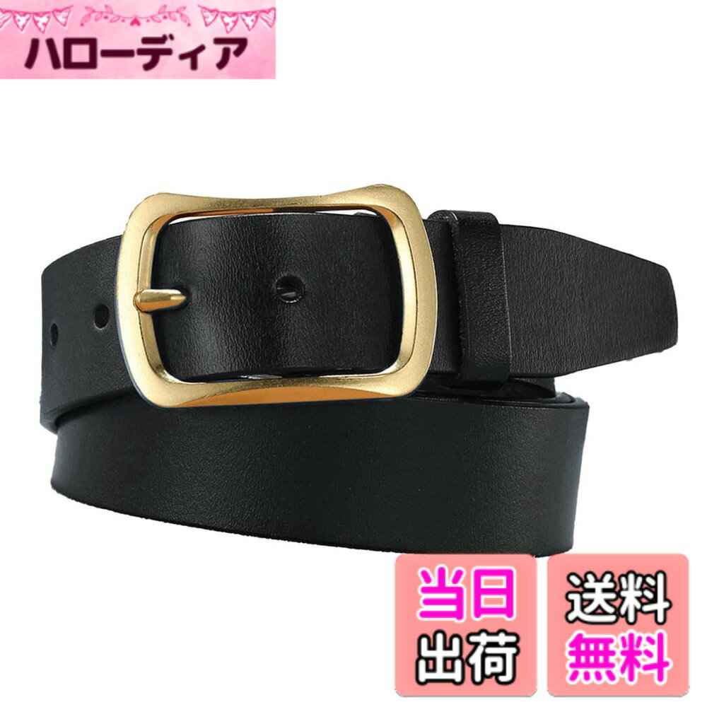 【送料無料】[バズ セレクション] ベルト PUレザー ゴールドバックル ビジネス カジュアル シンプル 高耐久 メンズ LBT808 色：ブラック、サイズ：Free Size