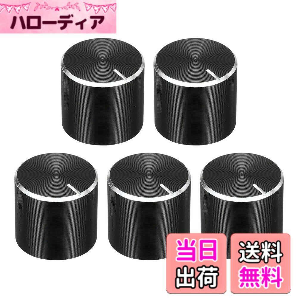樂天商城 - 【送料無料】uxcell 5個 ポテンショメーターノブ ニュル付き軸 黒アルミニウム 6mm軸径 ロータリーノブ 15mmx13 mm ギターボリュームコントロールノブ 色：金色