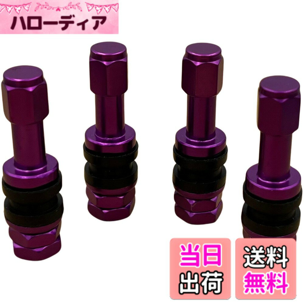 【送料無料】インサイドバルブ クランプイン 汎用 金属製 耐熱 チューブレス 対応 自動車 バイク対応 GRmkt 4個セット 色：パープル、サイズ：4個