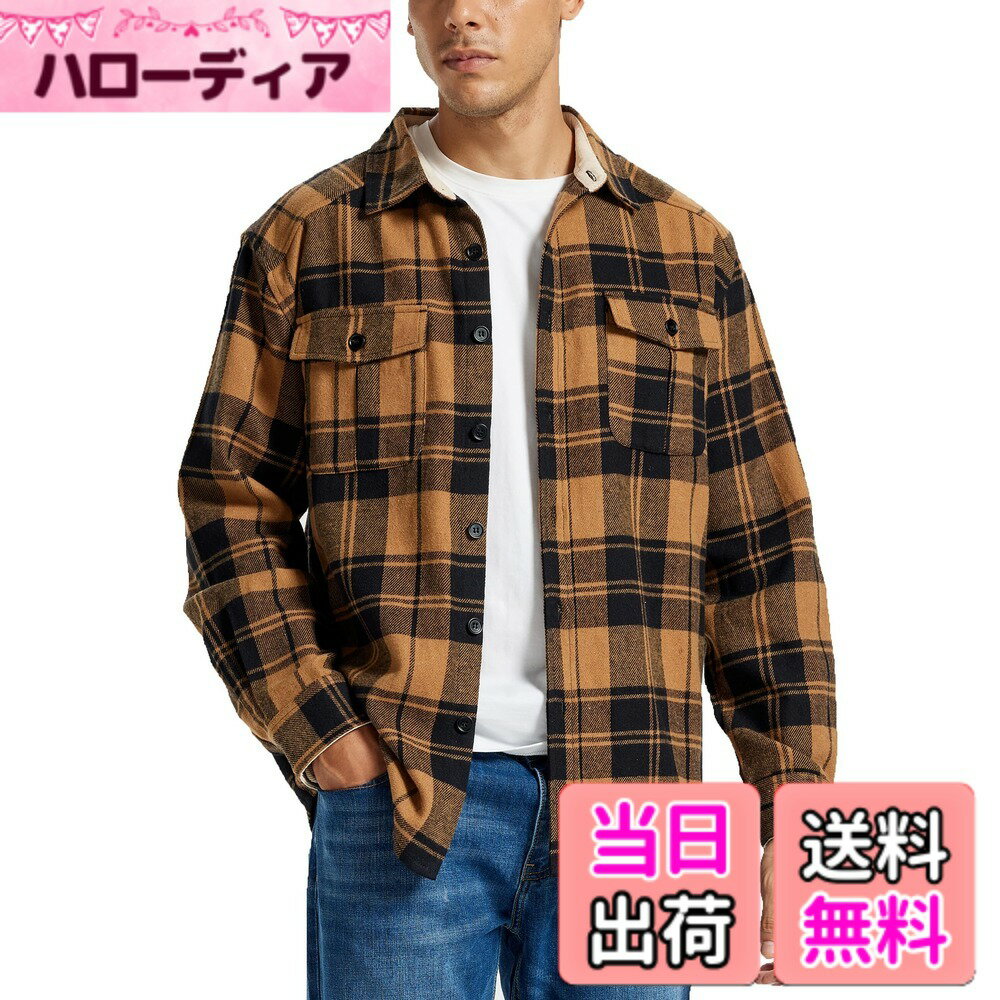 樂天商城 - 【送料無料】[MoFiz] シャツ メンズ 長袖 ゆったり カジュアル 大きいサイズ ワイシャツ 秋冬 チェックシャツ フランネル 保温 肌触り良 アウトドア 日常着対応 防起毛 色：YF、サイズ：L