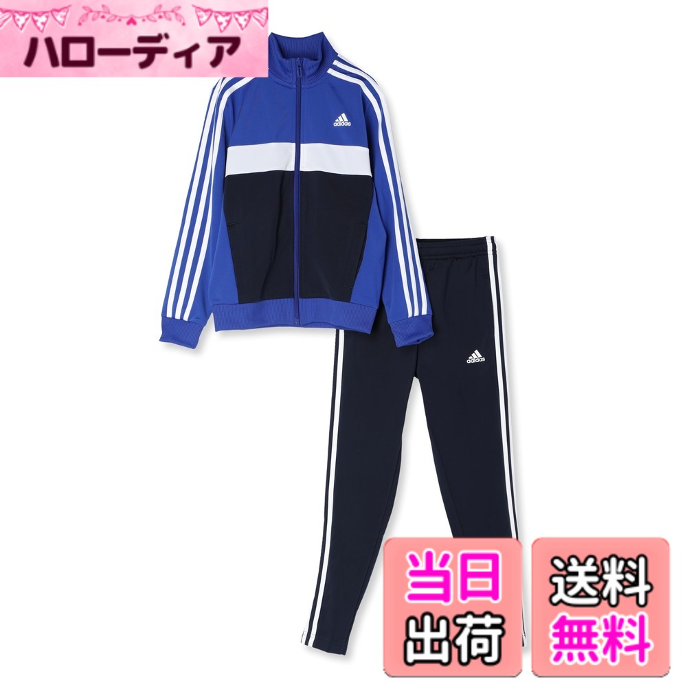 [Free Shipping] [adidas] Kids Tracksuit Set for Boys. Color: Top: Semi-Cit Blue/White/Legend Ink/White. Bottom: Legend Ink/White (IB4108). Size: 140