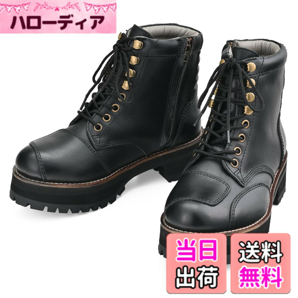 【送料無料】デイトナ(Daytona) バイク ブーツ ライディングブーツ ダービーライドブーツ 本革 牛革(フルグレインレザー) シフトパッド くるぶしパッド内蔵 サイドジップ 色：【厚底】ブラック、サイズ：23.0 cm