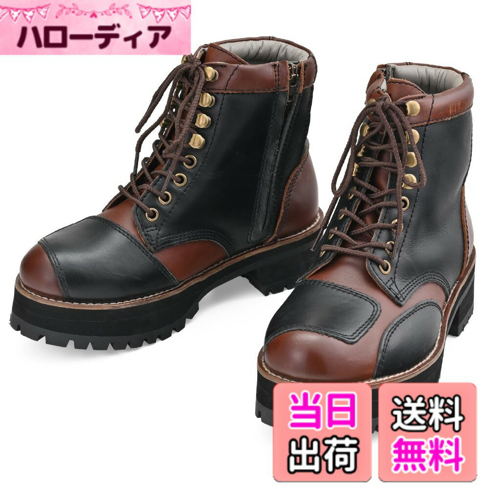 【送料無料】デイトナ(Daytona) バイク ブーツ ライディングブーツ ダービーライドブーツ 本革 牛革(フルグレインレザー) シフトパッド くるぶしパッド内蔵 サイドジップ 色：【厚底】コンビ、サイズ：24.0 cm