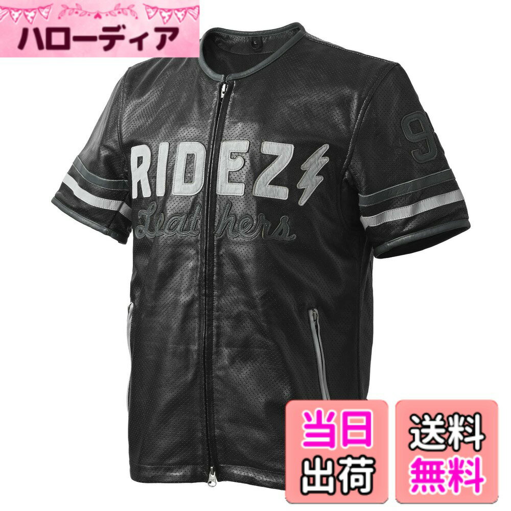 【送料無料】【RIDEZ(ライズ)】夏 半袖 革ジャン レディース メンズ レザージャケット 通気性 バイク 本革 ライダースジャケット 大人 おしゃれ 98 S/S RLSJ16 色：ブラック、サイズ：L