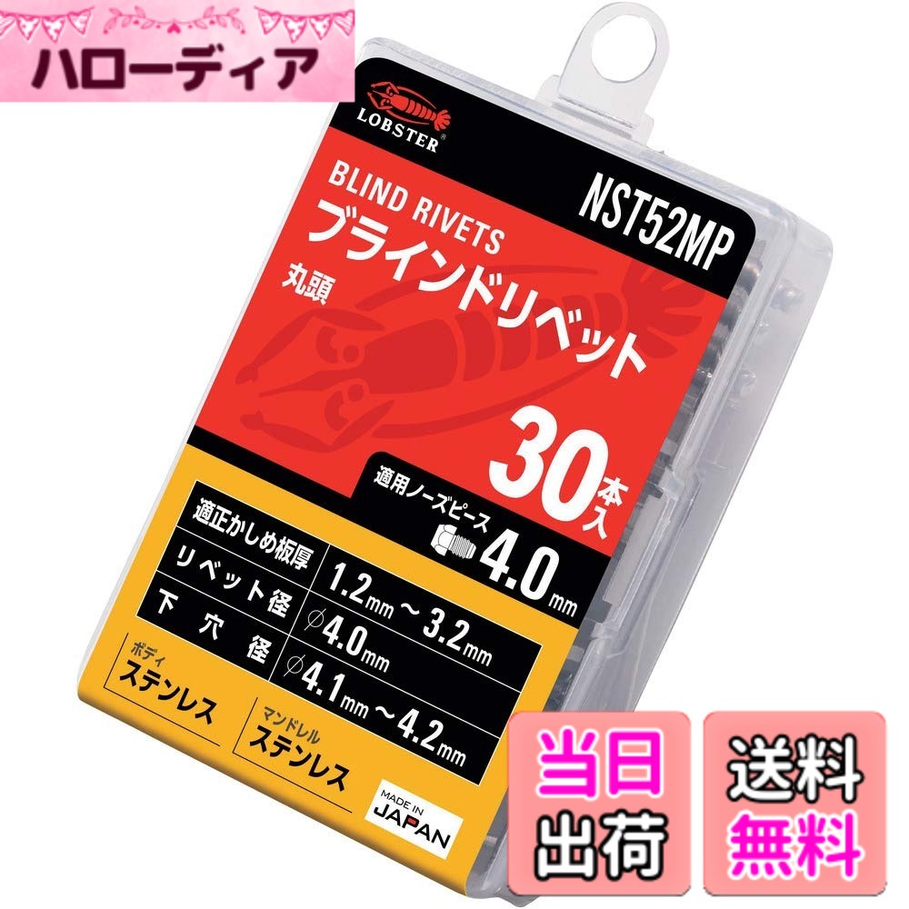 【送料無料】ロブテックス(エビ) ブラインドリベット エコパック ステンレス/ステンレス 色：なし、サイズ：リベット径(mm):4.0xリベット長(mm):6.6