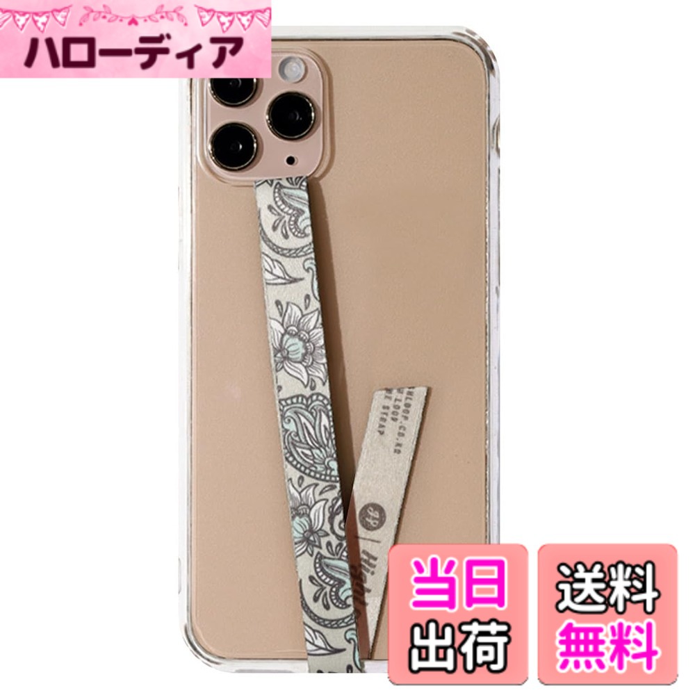 スマホケース ハンドストラップ フィンガーストラップ 落下防止 ワイヤレス充電対応 phonestrap (original) 色：83.ペイズリーカーキ、サイズ：該当なし