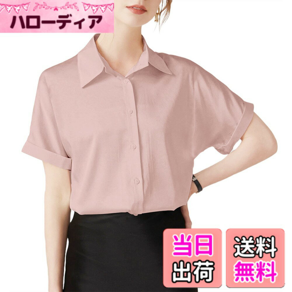 Other - 【送料無料】[SPRING SEAON] シャツブラウス レディース トップス 半袖 夏 カジュアル オフィス ノーアイロン 形態安定 とろみ ゆったり 大きいサイズ ビジネス ファッション 通勤 業務服 高通気性 2S-4L 色：ピンク、サイズ：M