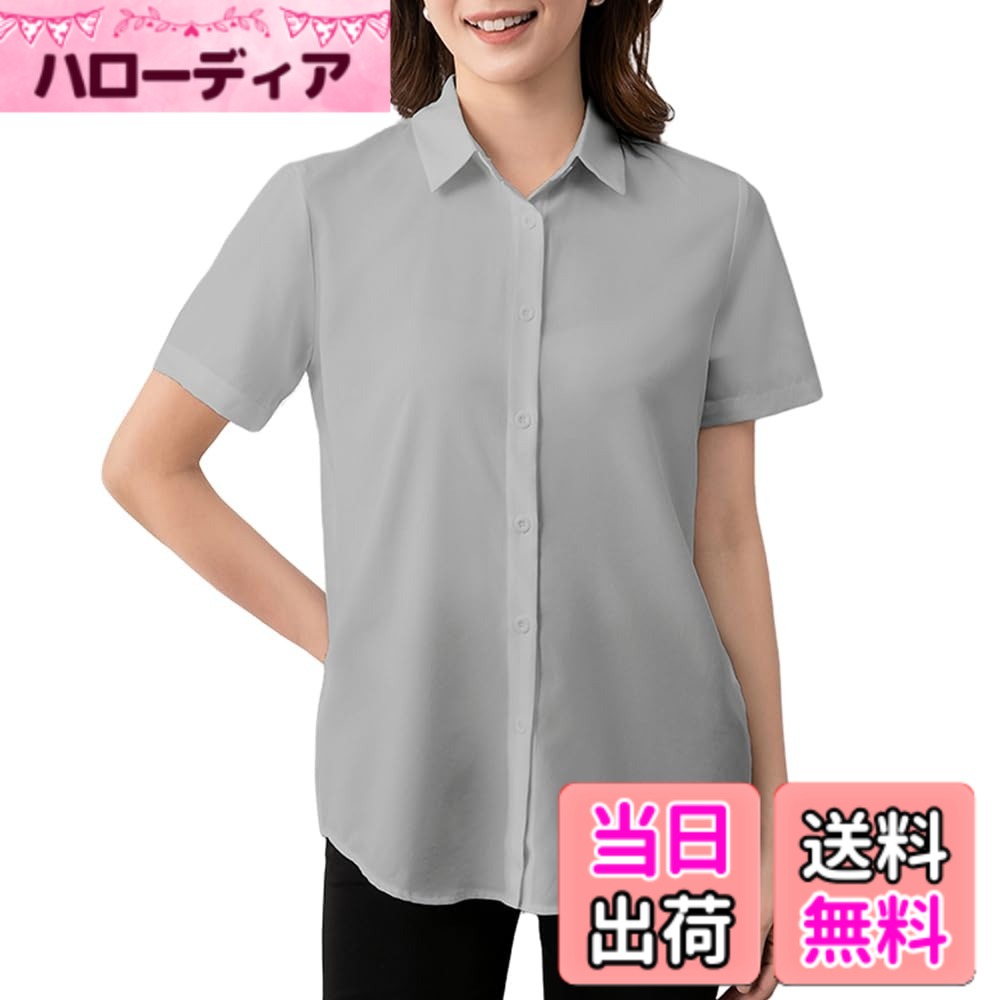 Other - 【送料無料】[SPRING SEAON] シャツ レディース ブラウス 半袖 シフォン ゆったり 薄手 着痩せ 高通気性 トップス カジュアル シンプル 通勤 オフィス 春 夏 秋 色：グレー、サイズ：S