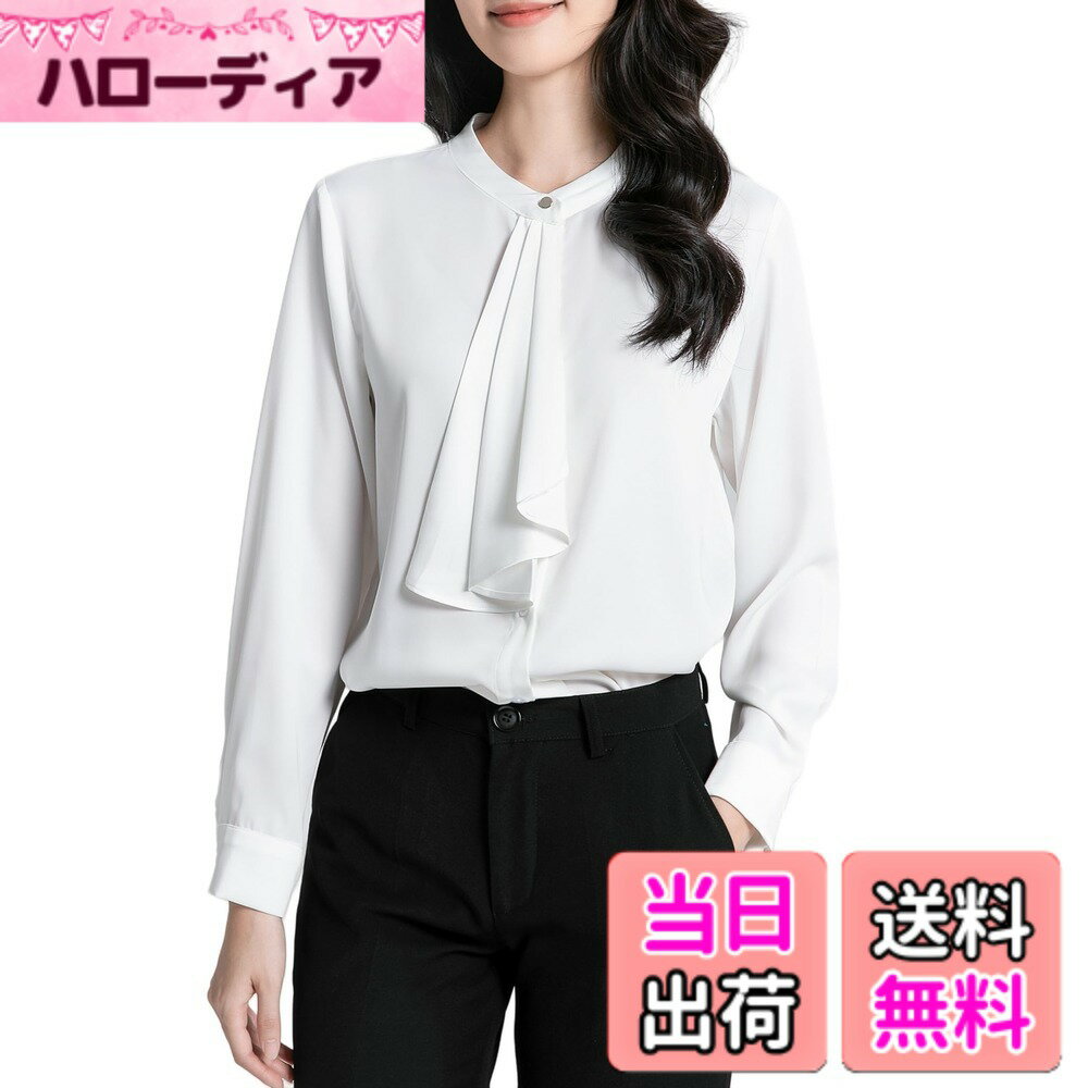 Other - 【送料無料】[SPRING SEAON] シャツ ブラウス レディース サテン とろみワイシャツ ボウタイ長袖 リボン スーツインナー オフィス ビジネス フォーマル 通勤 普段着 大きいサイズ S-3L 色：ホワイト、サイズ：2L