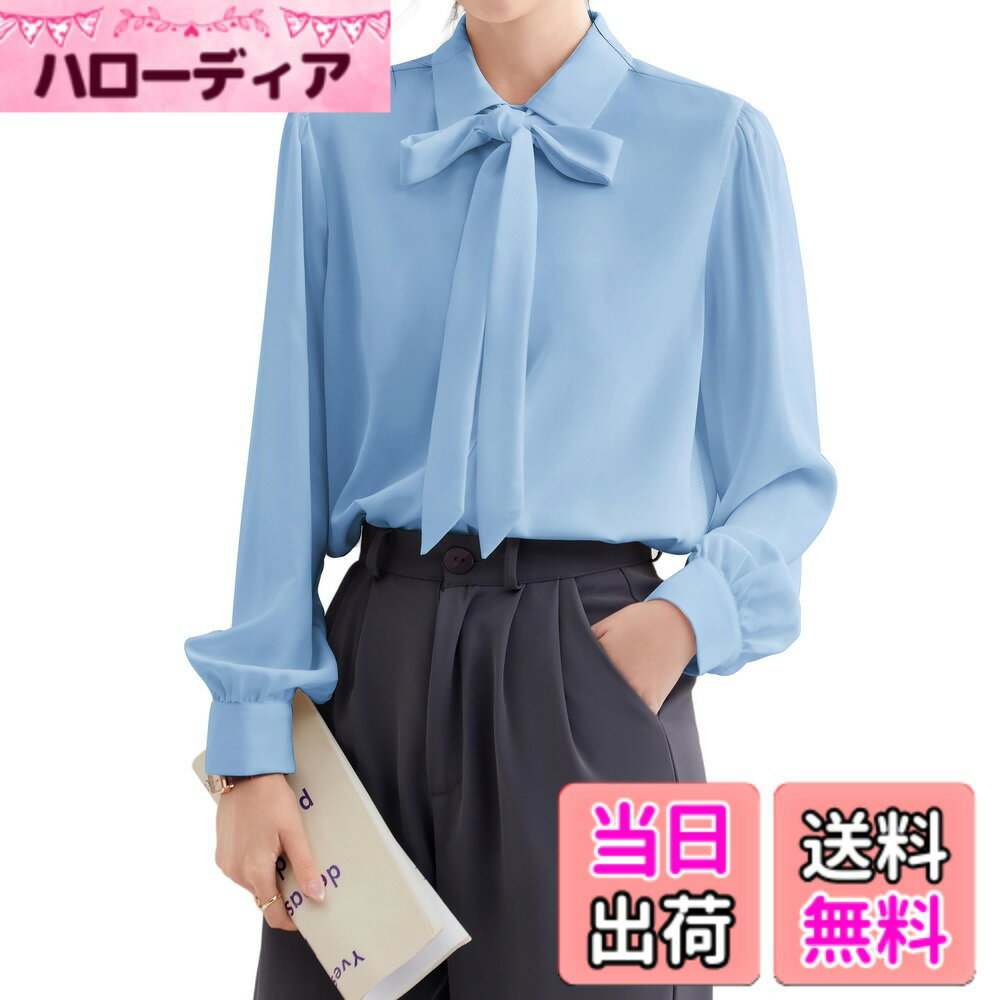 Other - 【送料無料】[SPRING SEAON] シャツ ブラウス レディース 長袖 リボン シフォン ボウタイタイブラウス 大きいサイズ 着痩せ おしゃれ カジュアル 面接 オフィス 春 夏 秋 色：ブルー、サイズ：S