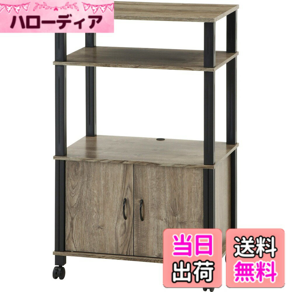 【送料無料】不二貿易 フィット 軽量 工具不要 収納ラック 組立商品 色：ナチュラルxブラック、サイズ：扉付き