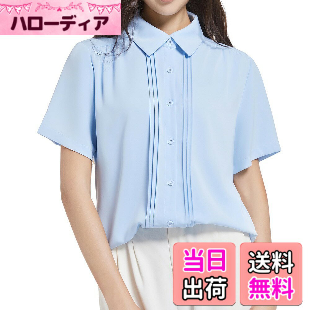 Other - 【送料無料】[SPRING SEAON] シャツ レディース 半袖 ピンタック ブラウス とろみワイシャツ 夏 ゆったり 大きいサイズ ノーアイロン オフィス カジュアル ファッション 通勤 日常 吸汗消臭生地 高通気性 S-4L 色：水色、サイズ：4L
