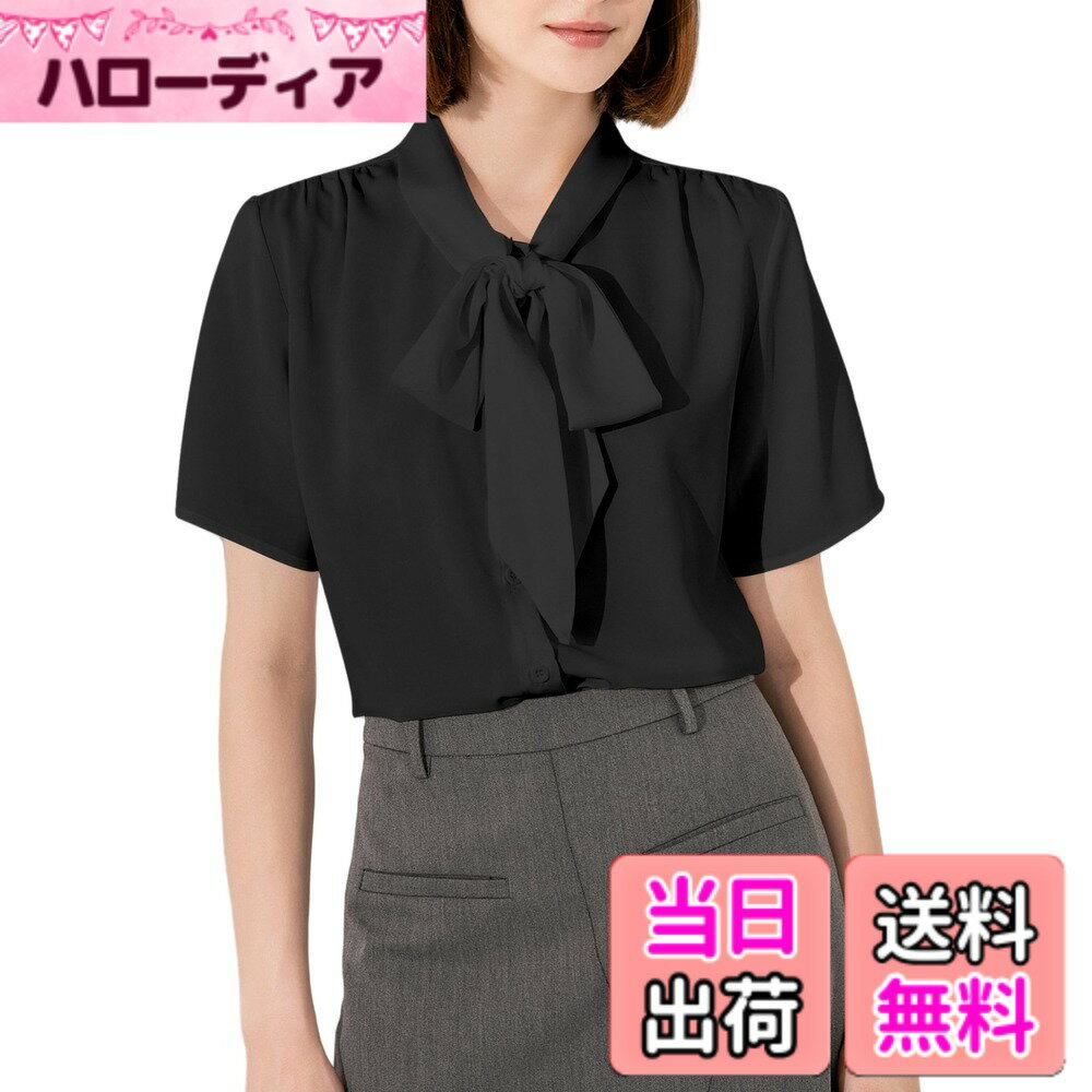 Other - 【送料無料】[SPRING SEAON] ボウタイシャツ 半袖 シフォン ブラウス リボン トップス 春 夏 スーツ インナー オフィスカジュアル おしゃれ 大きいサイズ エレガント S~4L 色：ブラック、サイズ：3L
