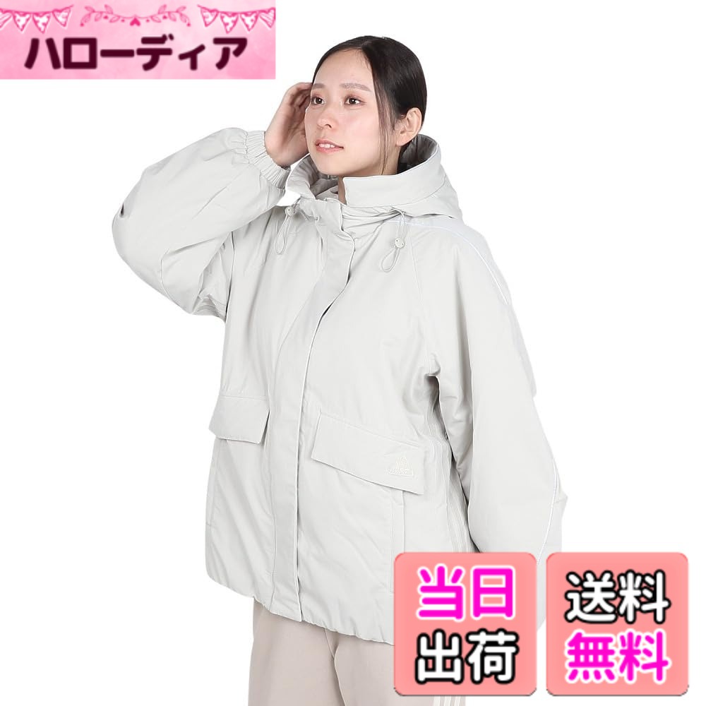 Jacket - 【送料無料】adidas(アディダス) ジャケットビヨンド ザ ストライプス オーバーサイズフィット パデッドジャケット KWR91レディース 色：パテグレー(JG3385)、サイズ：L