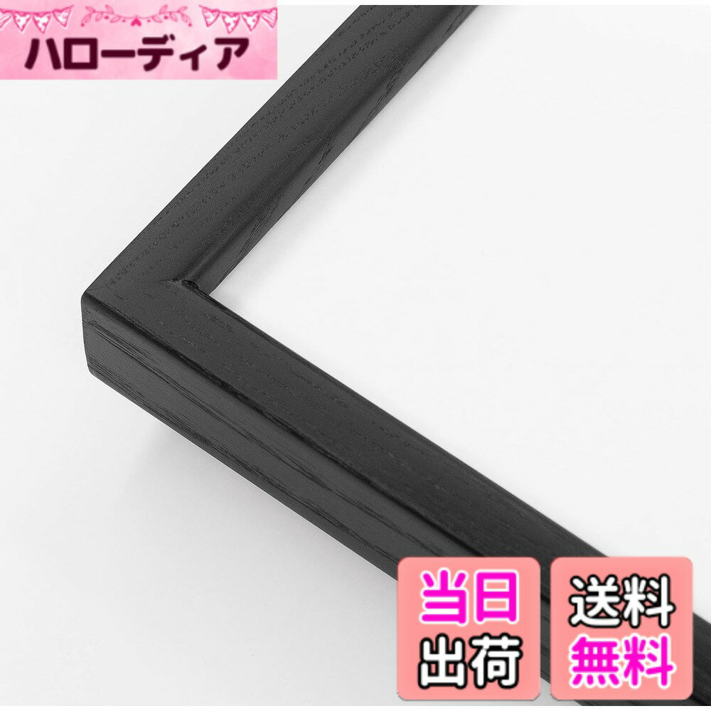 【送料無料】正方形額縁 アクリル仕様 木製 L型 壁用フック付 色：黒、サイズ：40角