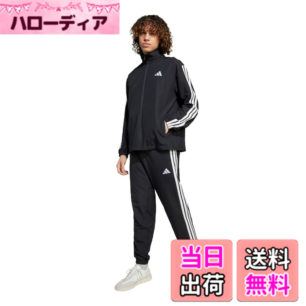[무료 배송] [adidas] 저지 상하 세트 3 줄무늬 우븐 트럭 정장 남성 색상: 블랙 (JI8849), 크기: XL