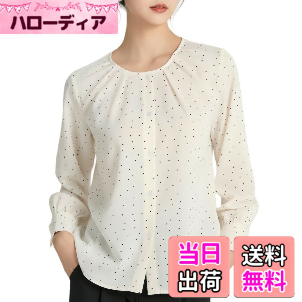 樂天商城 - 【送料無料】[SPRING SEAON] ブラウス レディース 長袖 シフォン ドット柄 ブラウス 水玉 シャツ 上着 オフィス 通勤 カジュアル普段着 色：ホワイト（ドット柄）、サイズ：M