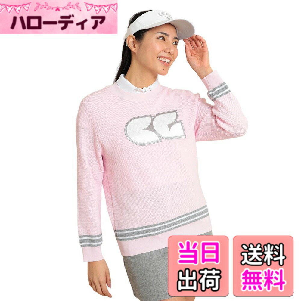 【送料無料】[キャロウェイ] レディース クルーネックニット(ブランド柄) / ゴルフ セーター / C24118200レディース 色：1091_ピンク、サイズ：S