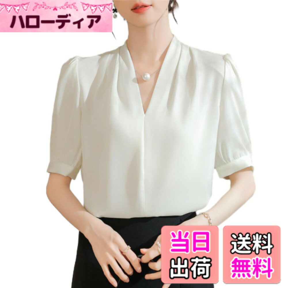 Other - 【送料無料】[MSFQSNB] ブラウス レディース Vネック 半袖 エレガント おしゃれ 可愛い オフィス トップス シャツ 大人 上品 カジュアル ファッション 通勤 OL 日常 春 夏 秋 色：ベージュ、サイズ：XL