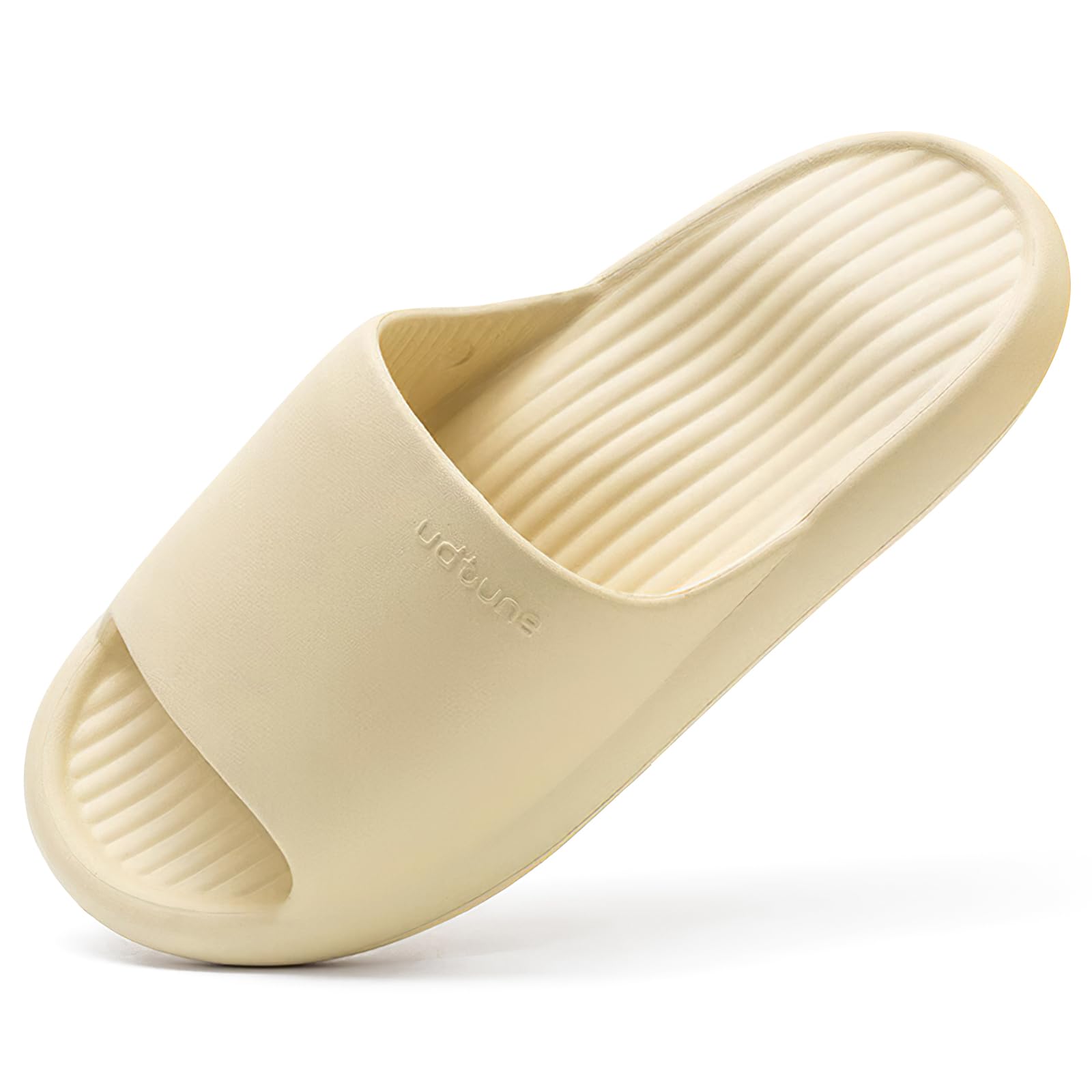 【送料無料】[AOY] 【現役理学療法士監修】スリッパ 室内 サンダル 【人体工学 x 足への負担軽減・4cm超厚底！】 すりっぱ ルームシューズ 超軽量 静音防滑 防水 柔らか 抗菌防臭 洗える EVA slippers 色：ホワイト/ベージュ、サイズ：23.5~24.0 cm