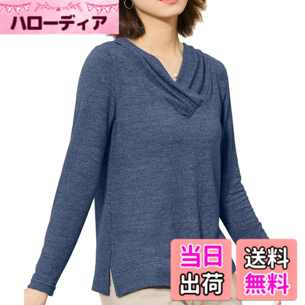 Other - 【送料無料】[Hotouch] 長袖tシャツ レディース Vネック 小顔効果 ロンt 薄手 柔らかい ロングtシャツ 暖かい 良い伸縮性 シンプル おしゃれ カジュアル 春秋冬 インナー トップス（XS-2XL） 色：ブルー、サイズ：M