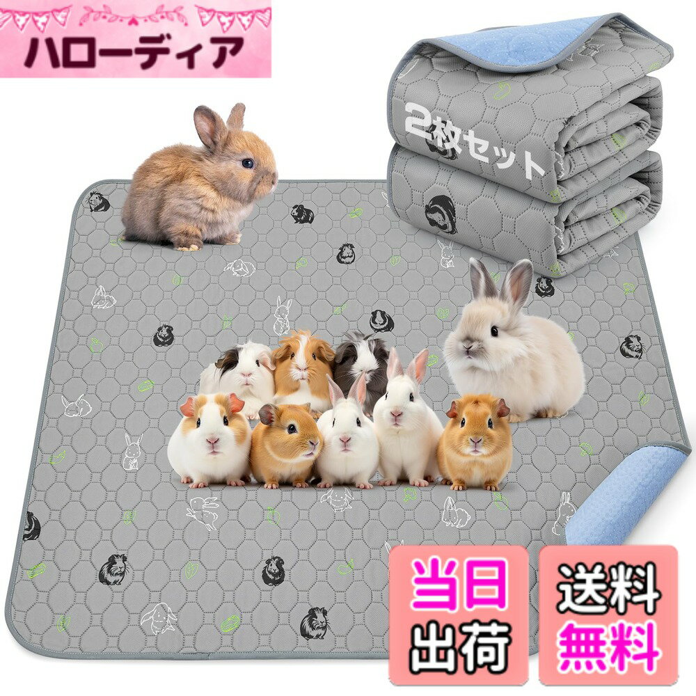 【送料無料】LOOBANI ペットシーツ 洗えるおしっこマット 2枚セット モルモット ハムスター うさぎ 小動物用ペットマット 小型犬 猫用 超吸収 漏れ防止 滑り止め 速乾性 洗濯機で丸洗い 繰り返し使える うさぎ マット 消臭 介護 エコ 噛み耐性 お漏ら サイズ：90cm*100cm