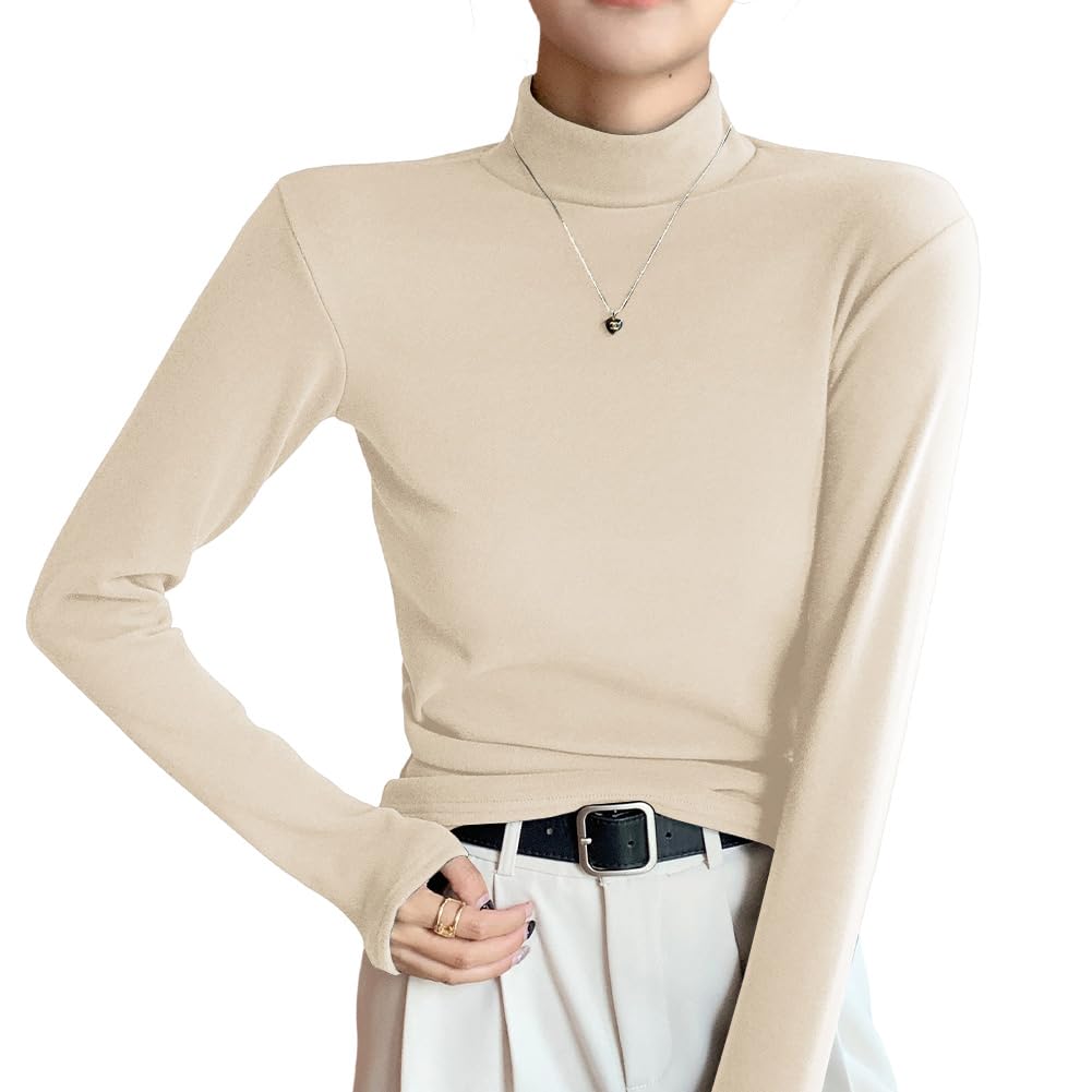 【送料無料】[ANGJ] tシャツ レディース 長袖 トップス ハイネック 防寒インナー ロングスリーブ カジ..