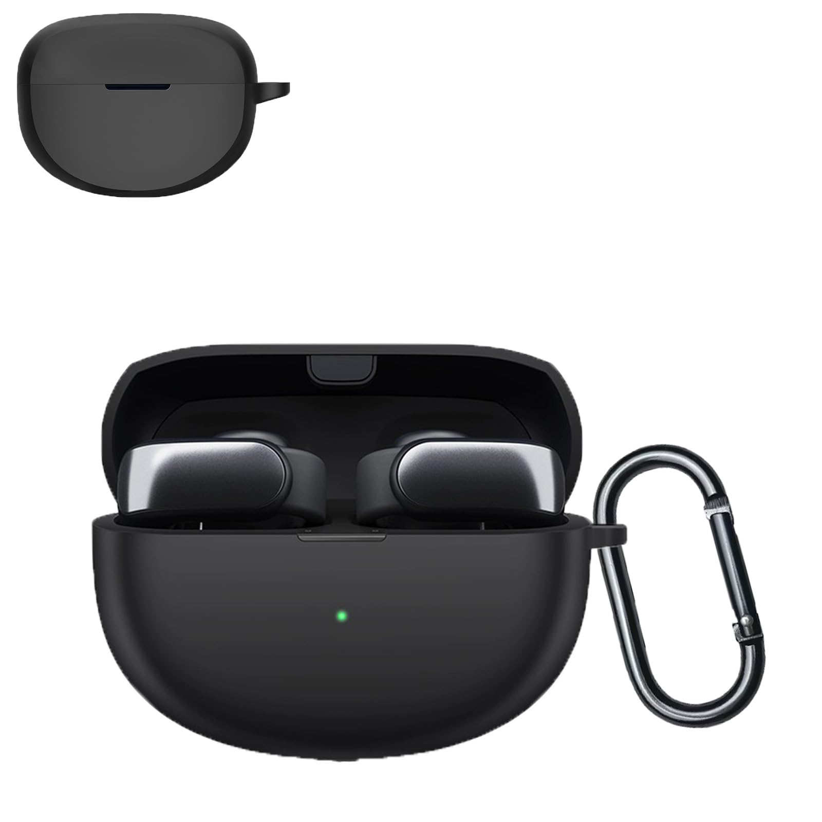 【送料無料】JXRICH For Bose Ultra Open Earbuds ケース Bose Ultra Open Earbuds 用 カバー 落下防止 キズ防止 シリコンケース 装着充電可能 全面保護 カラビナ付き 色：ブラック